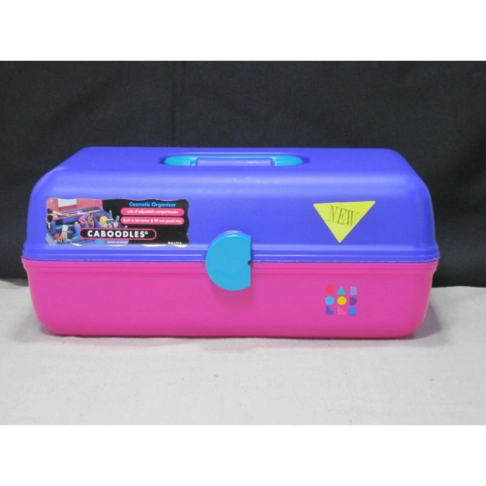 Vintage Caboodles Organizer Vanity Purple Pink Makeup Case Cosmetic Storage 2762